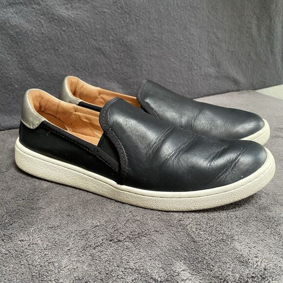 UGG Womens Cas 1019108 Black Leather Low Top Slip On Sneaker Shoes Size 11 - Picture 5 of 9